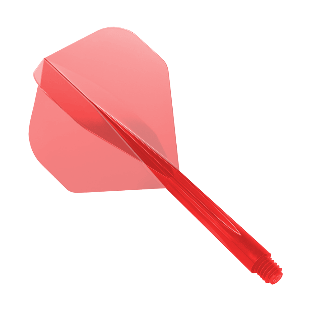 Das Bild zeigt das Produkt "Condor Axe Clear Red Flight-System Standard". Es ist ein rotes, durchsichtiges Dart-Flight-System in Standardform.
